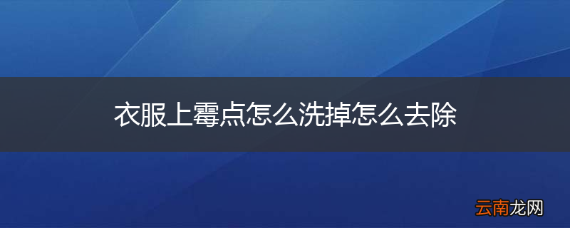 衣服上霉点怎么洗掉怎么去除