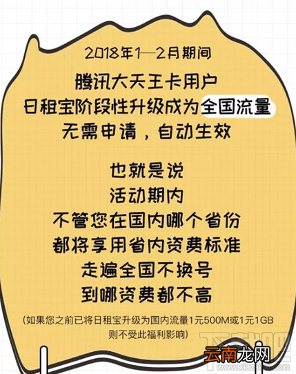 腾讯大王/天王卡日租宝怎么升级为全国流量?