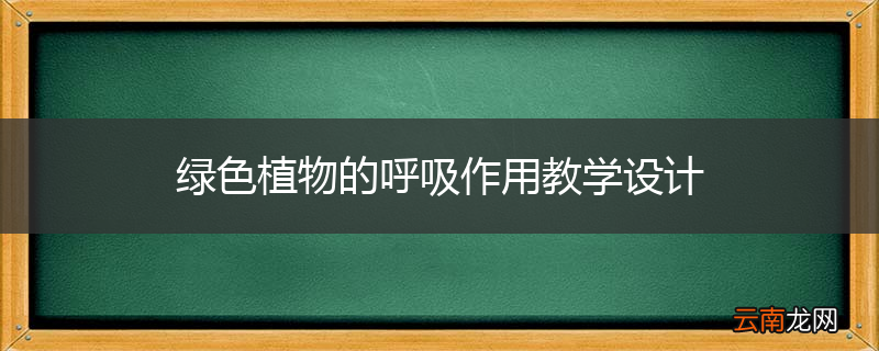 绿色植物的呼吸作用教学设计