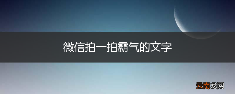 微信拍一拍霸气的文字