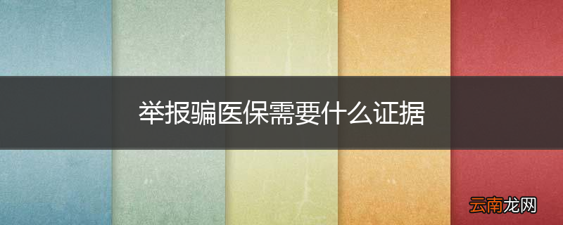 举报骗医保需要什么证据
