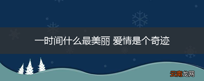 一时间什么最美丽 爱情是个奇迹