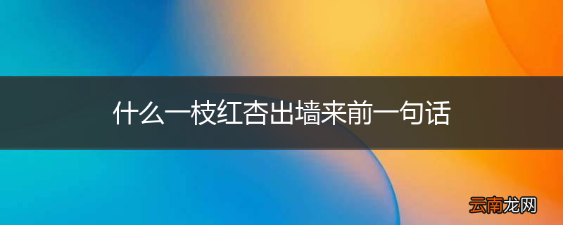 什么一枝红杏出墙来前一句话