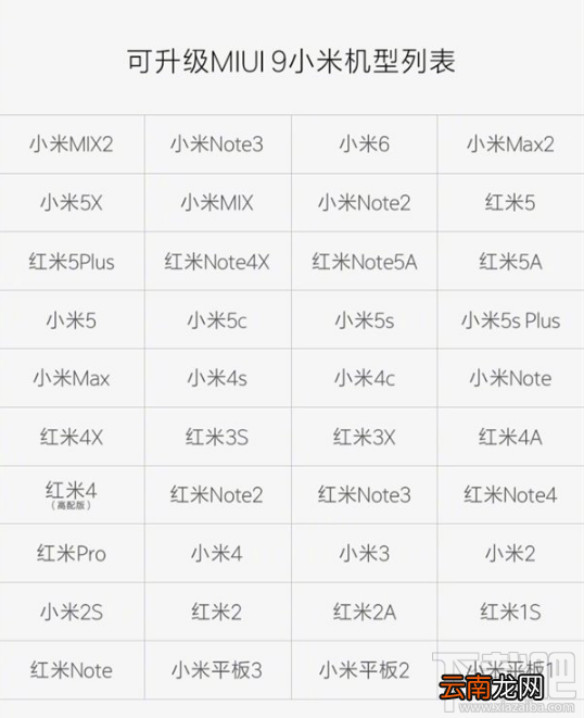 可升级MIUI9的小米机型有哪些？