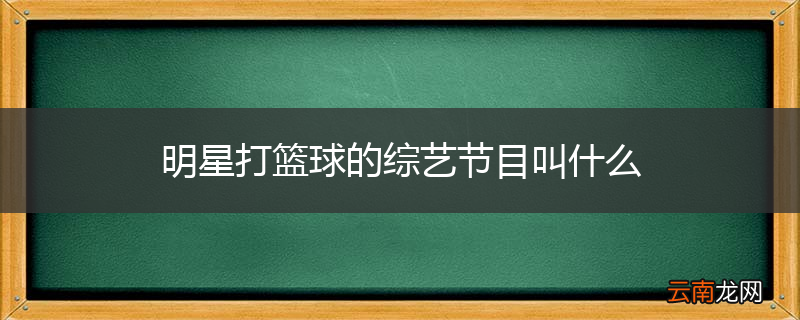 明星打篮球的综艺节目叫什么