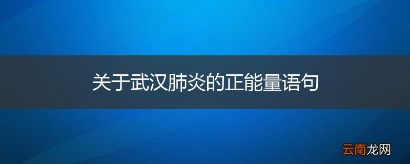 关于武汉肺炎的正能量语句