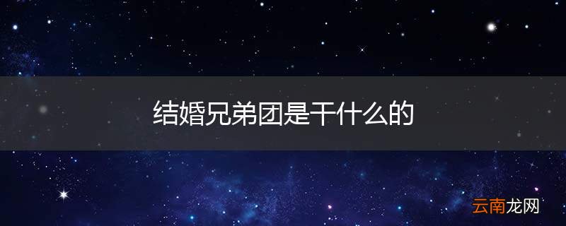 结婚兄弟团是干什么的