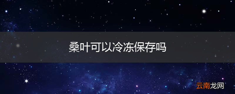 桑叶可以冷冻保存吗