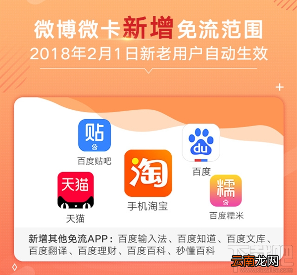 微博微卡新增免流应用有哪些？