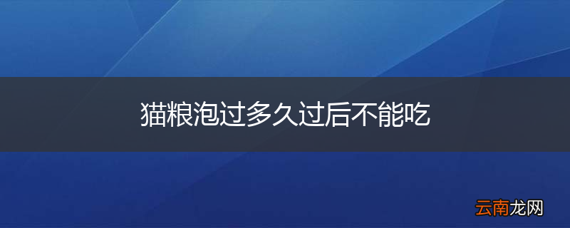 猫粮泡过多久过后不能吃