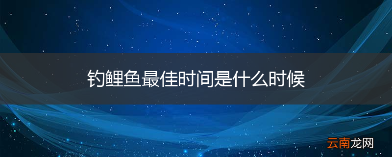 钓鲤鱼最佳时间是什么时候