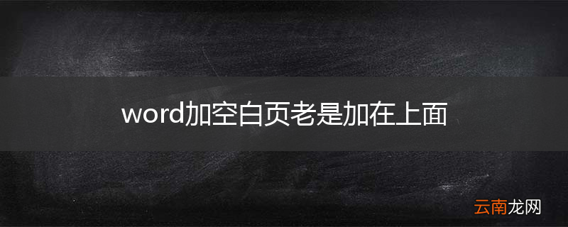 word加空白页老是加在上面