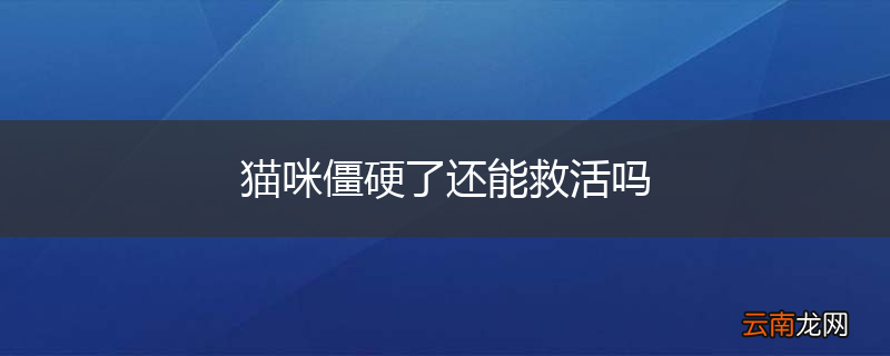 猫咪僵硬了还能救活吗