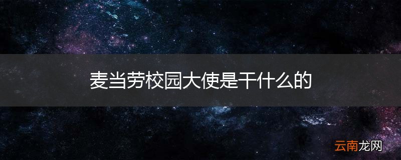麦当劳校园大使是干什么的