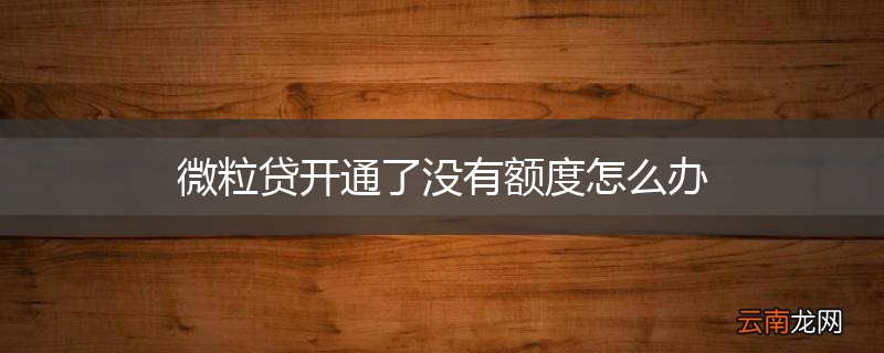 微粒贷开通了没有额度怎么办