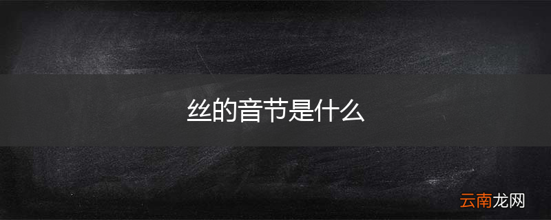 丝的音节是什么