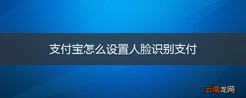 支付宝怎么设置人脸识别支付