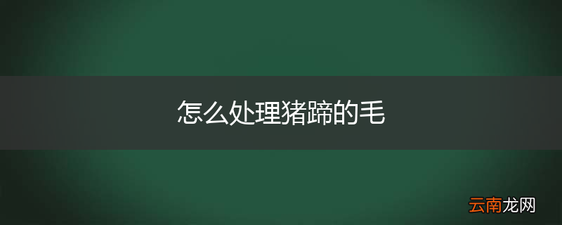 怎么处理猪蹄的毛
