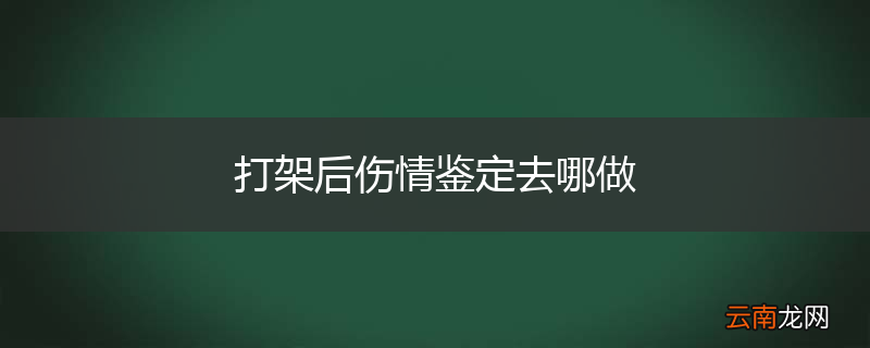打架后伤情鉴定去哪做
