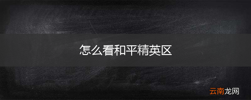 怎么看和平精英区