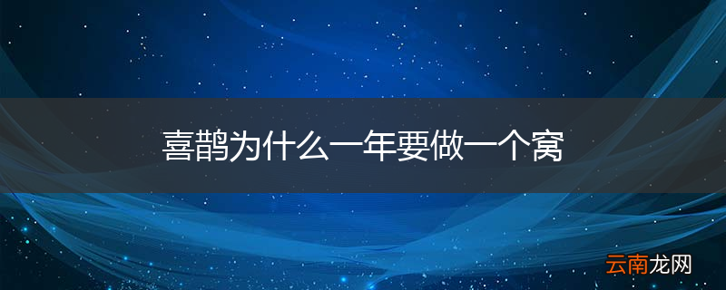 喜鹊为什么一年要做一个窝