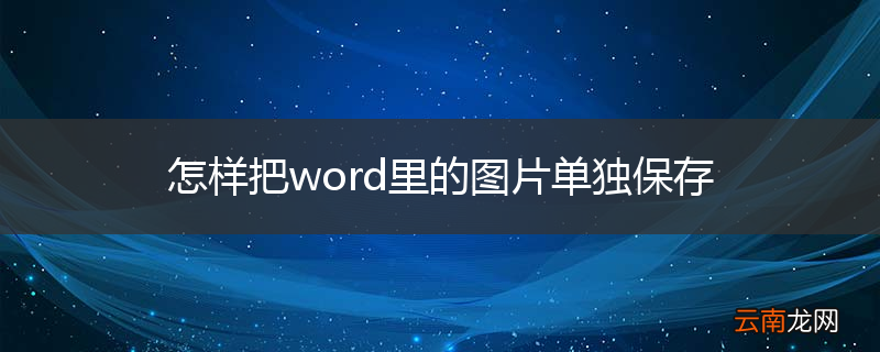 怎样把word里的图片单独保存