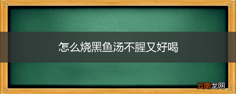 怎么烧黑鱼汤不腥又好喝