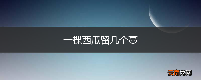 一棵西瓜留几个蔓