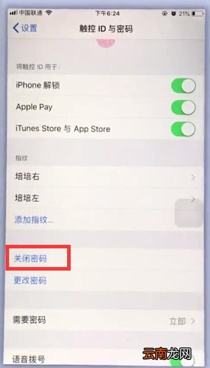 苹果手机中关闭锁屏密码的操作操作步骤