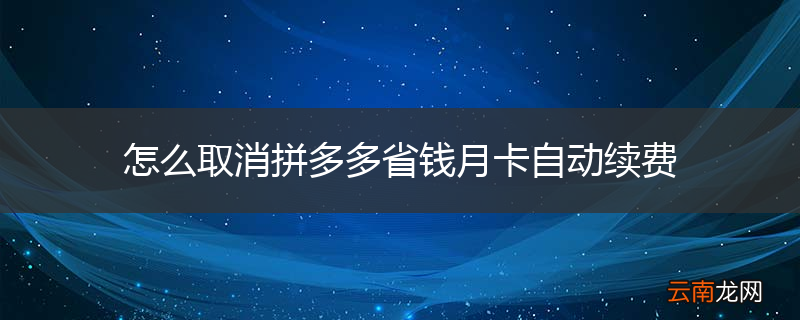 怎么取消拼多多省钱月卡自动续费