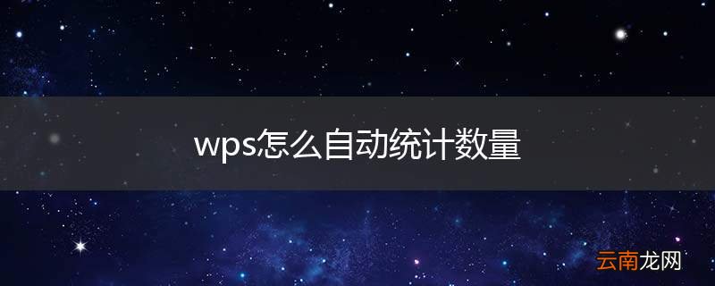wps怎么自动统计数量