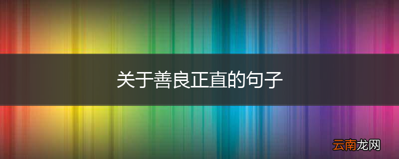 关于善良正直的句子