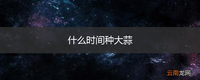 什么时间种大蒜