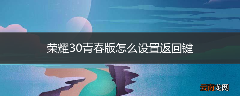 荣耀30青春版怎么设置返回键