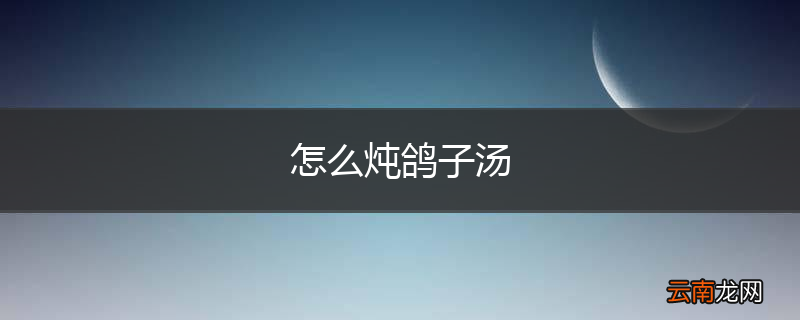 怎么炖鸽子汤