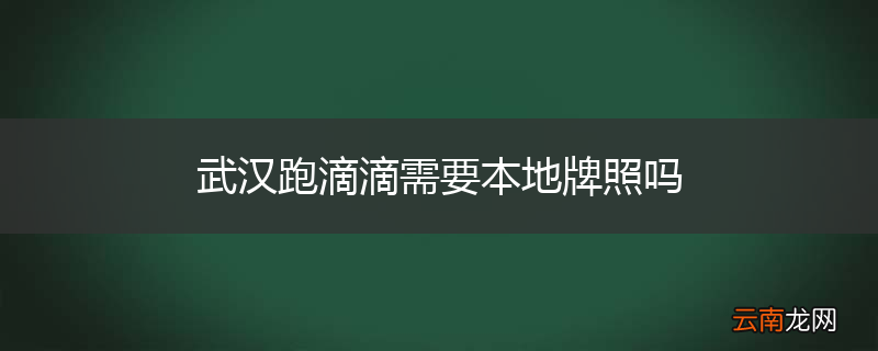 武汉跑滴滴需要本地牌照吗