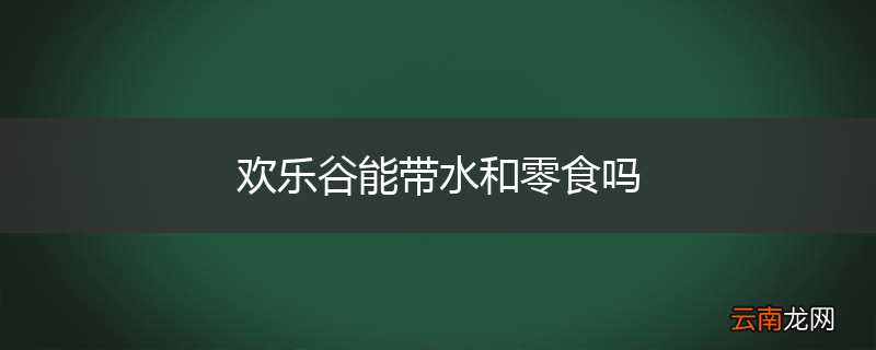 欢乐谷能带水和零食吗