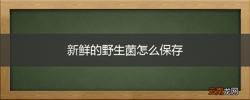 新鲜的野生菌怎么保存