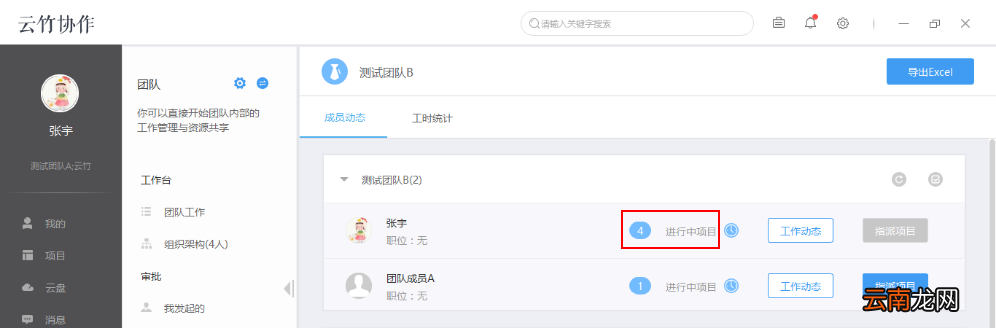 云竹协作中查看工作动态具体操作步骤