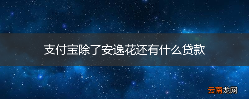 支付宝除了安逸花还有什么贷款