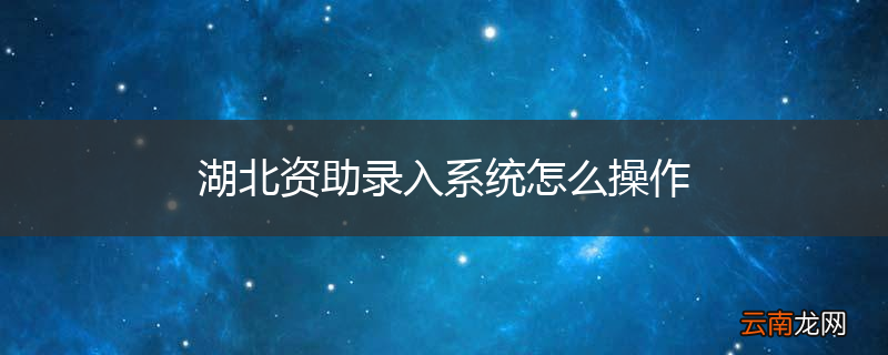 湖北资助录入系统怎么操作