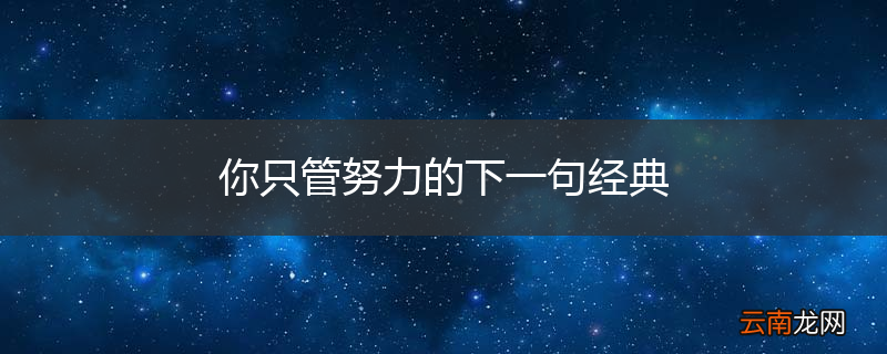 你只管努力的下一句经典