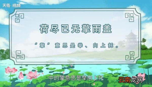 荷尽已无擎雨盖的擎是什么意思荷尽已无擎雨盖的擎的意思