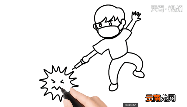 打倒病毒简笔画 打倒病毒儿童画