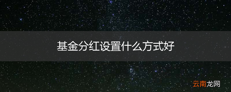 基金分红设置什么方式好