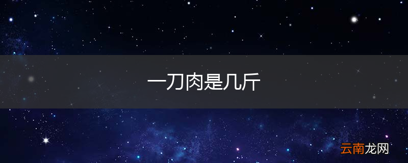 一刀肉是几斤