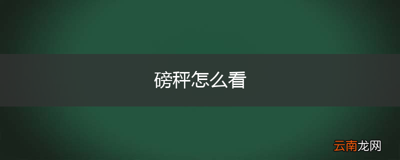磅秤怎么看