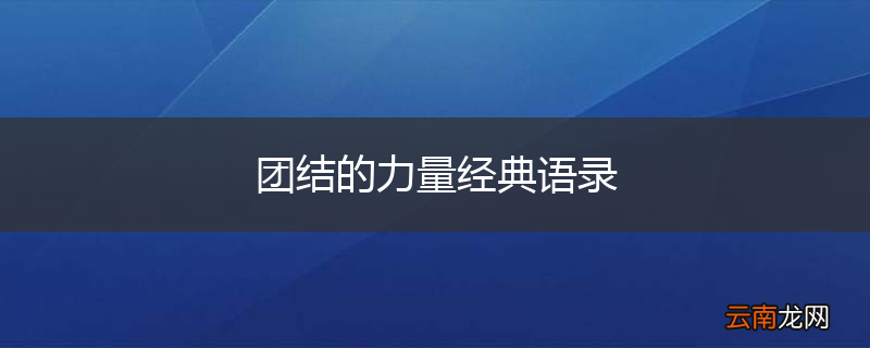 团结的力量经典语录