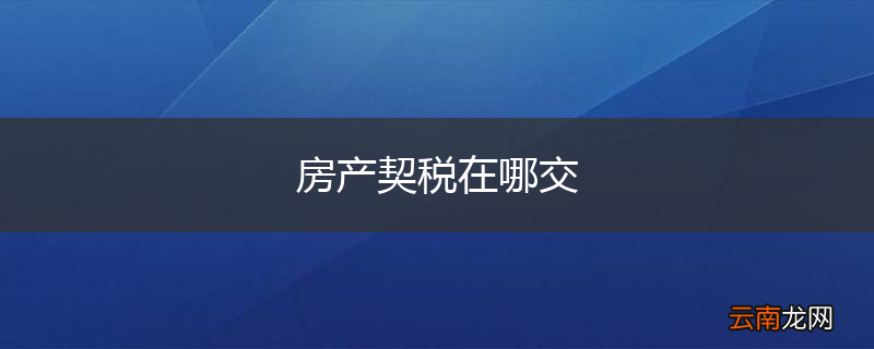 房产契税在哪交