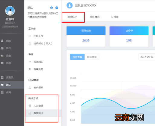 云竹协作中团队项目统计以及概括的操作方法